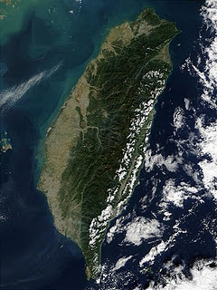 Satellite view of Taiwan