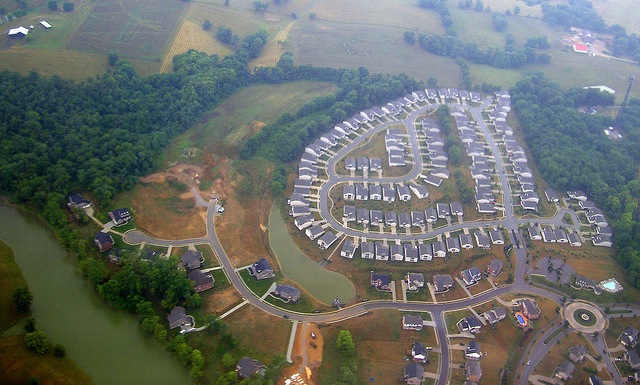 Aerial view of a new subdivision