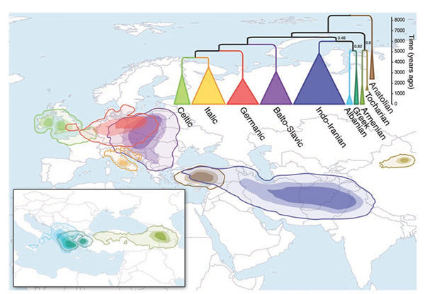 Indo-European language origin map