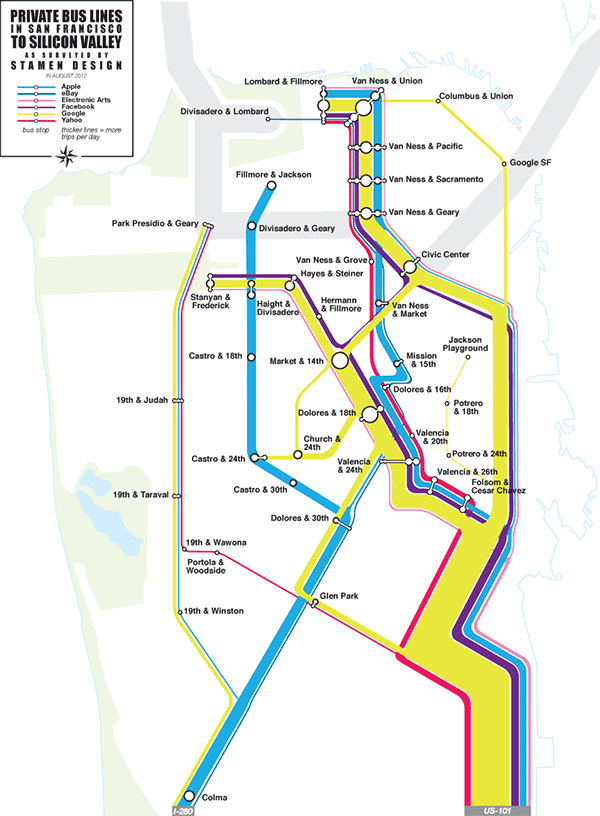 Stamen map of private mass transit in SF